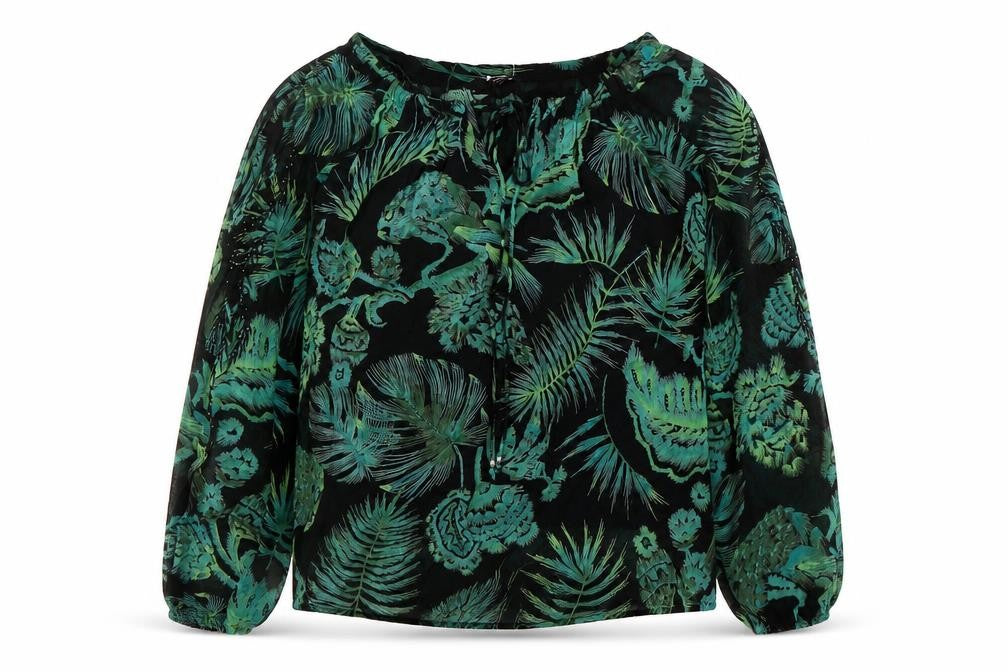 Front view of Next Women's Black Floral Tunic Blouse, size 10