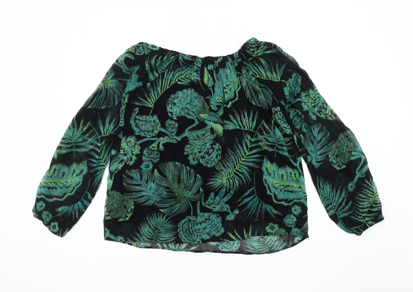 Next Women's Black Floral Tunic Blouse Size 10