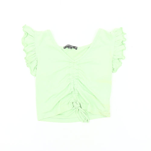 Missguided Women's Green Cropped T-Shirt Size 10
