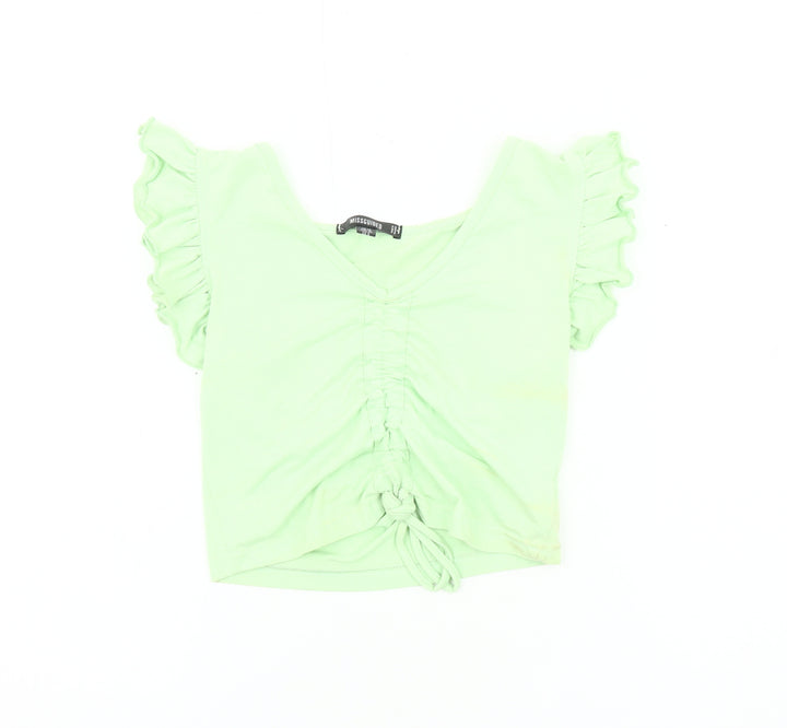 Missguided Women's Green Cropped T-Shirt Size 10