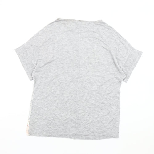 Zara Women's Grey & Pink Lace T-Shirt Size 12