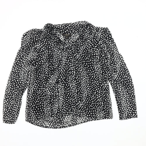 Lipsy Women's Black Animal Print Blouse UK 10