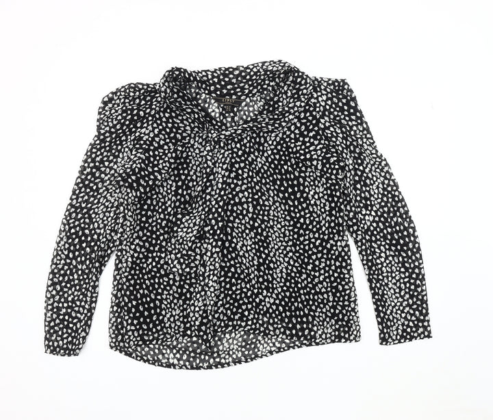 Lipsy Women's Black Animal Print Blouse UK 10