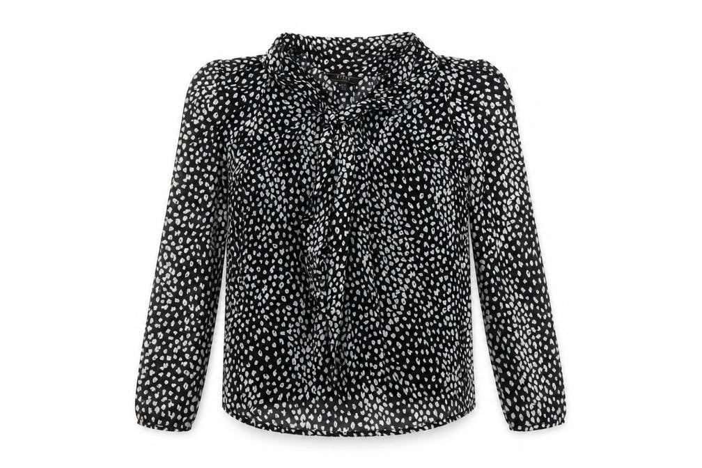 Lipsy Women's Black Animal Print Blouse UK 10