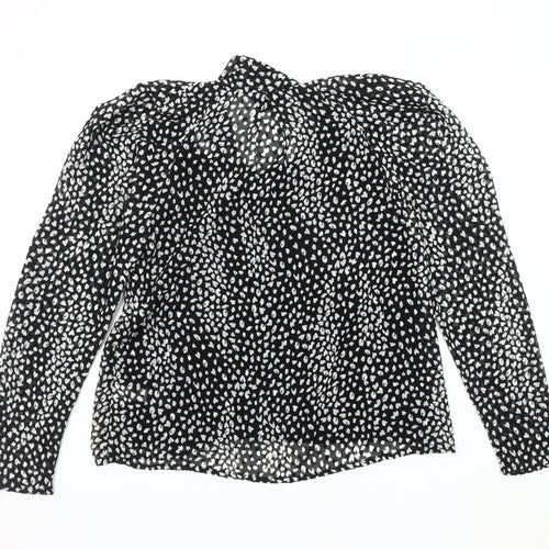 Lipsy Women's Black Animal Print Blouse UK 10