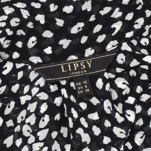 Lipsy Women's Black Animal Print Blouse UK 10