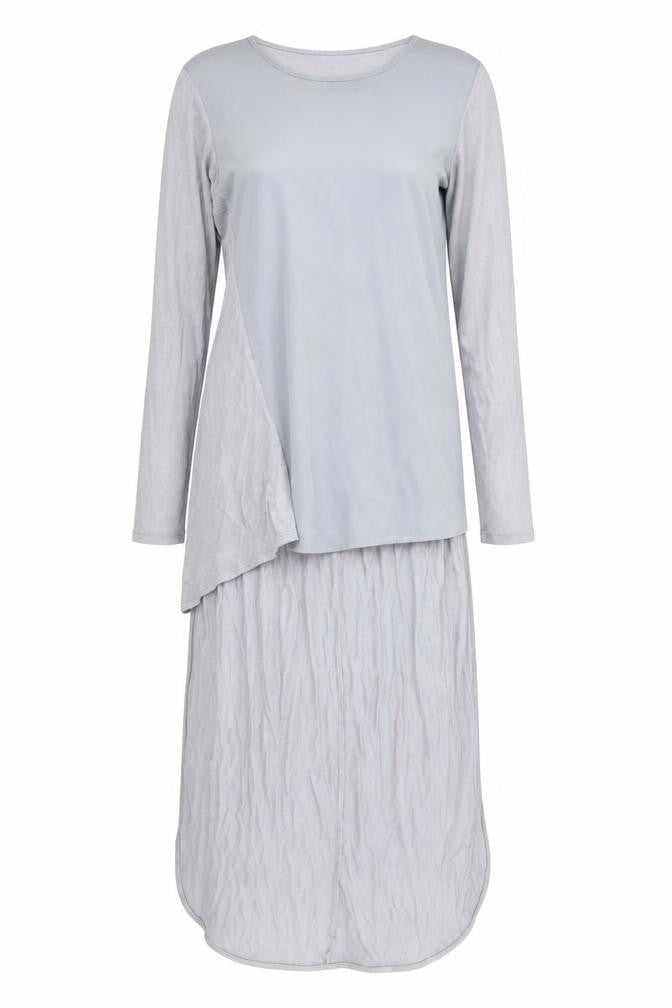 Front view of Zara Women Grey Long Asymmetric Dress, size 10