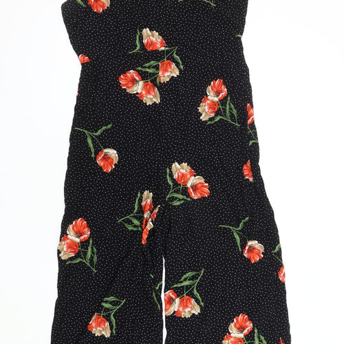 Topshop Petite Black Floral Jumpsuit Women Size 14
