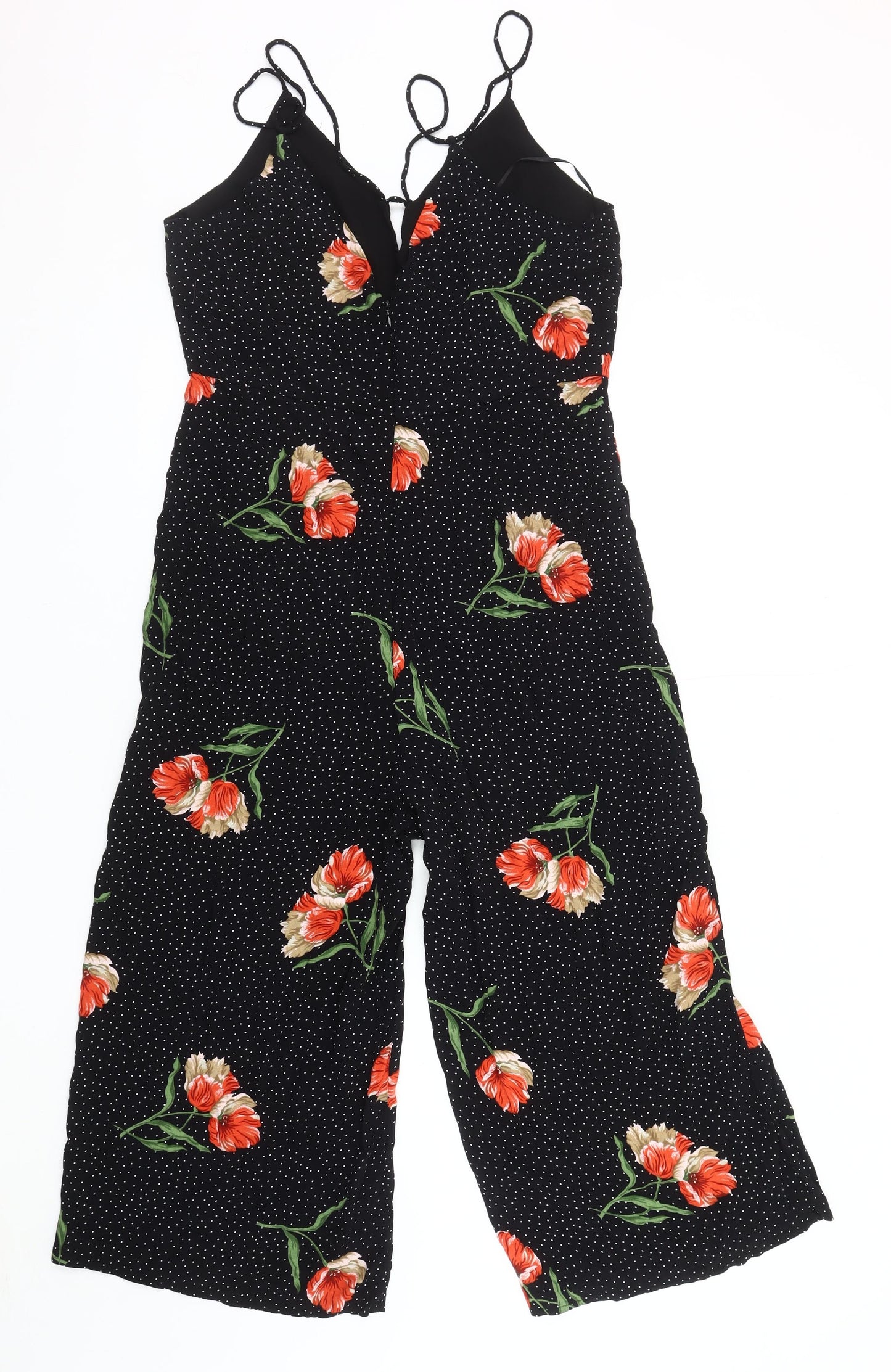 Topshop Petite Black Floral Jumpsuit Women Size 14