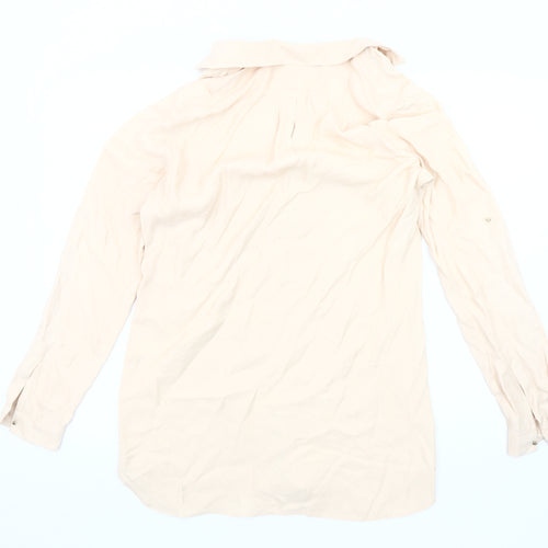 Zara Women's Beige Studded Blouse, Size 12, Long Sleeve