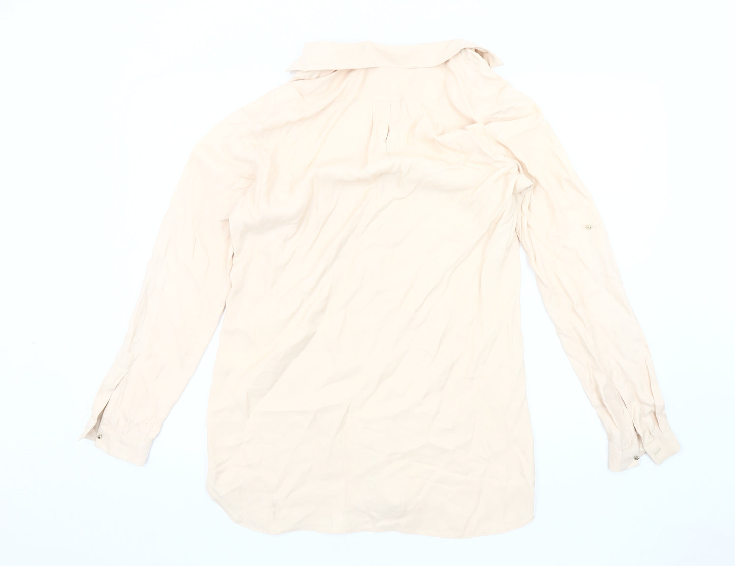 Zara Women's Beige Studded Blouse, Size 12, Long Sleeve