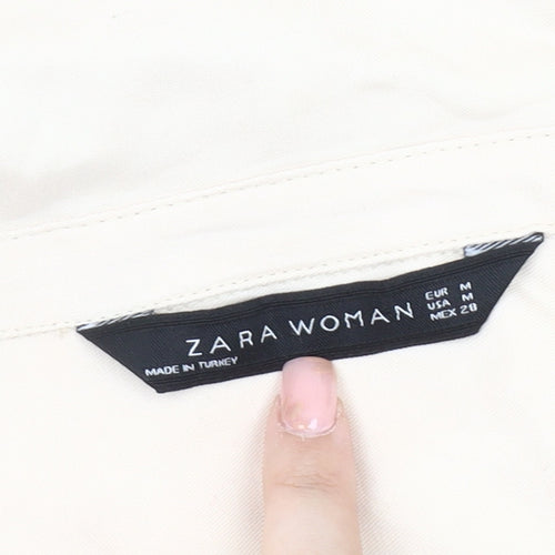 Zara Women's Beige Studded Blouse, Size 12, Long Sleeve