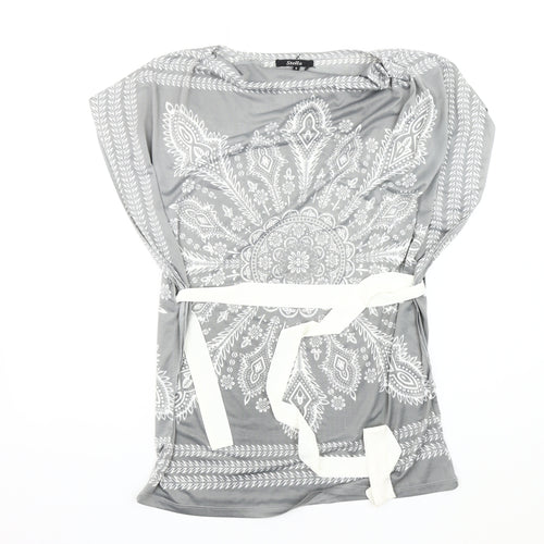 Stella Women's Grey Paisley Blouse Tunic S
