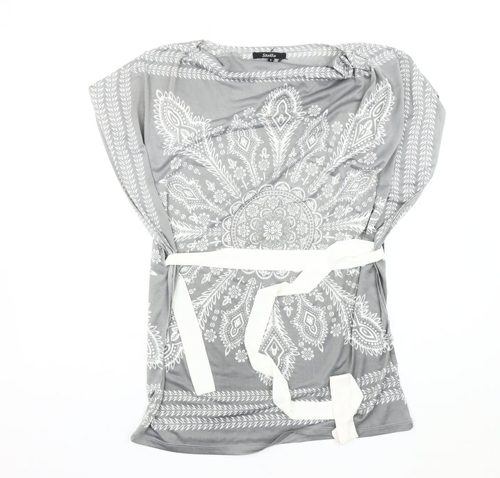 Stella Women's Grey Paisley Blouse Tunic S