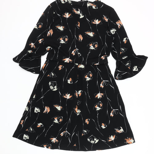 Next Women's Black Floral Dress, Size 10