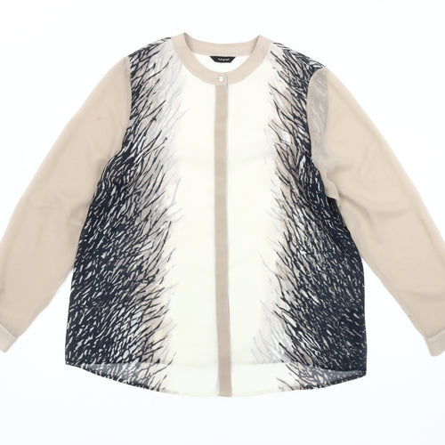 Marks and Spencer Women's Beige Blouse - Size 16, Stylish Accents