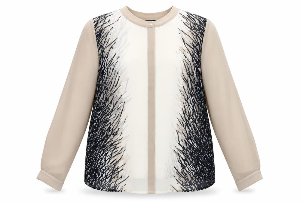 Front view of Marks & Spencer Women's Beige Blouse -, size 16, Stylish Accents
