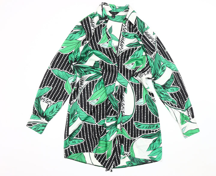 New Look Women's Multicoloured Floral Shirt Dress Size 12
