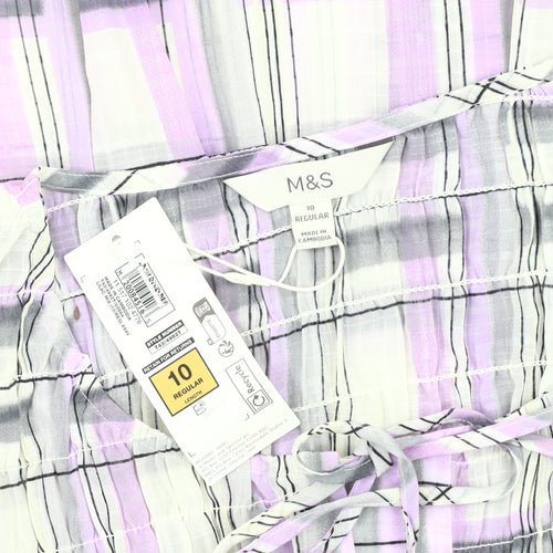 Marks and Spencer Women's Multicoloured Plaid Blouse - Size 10