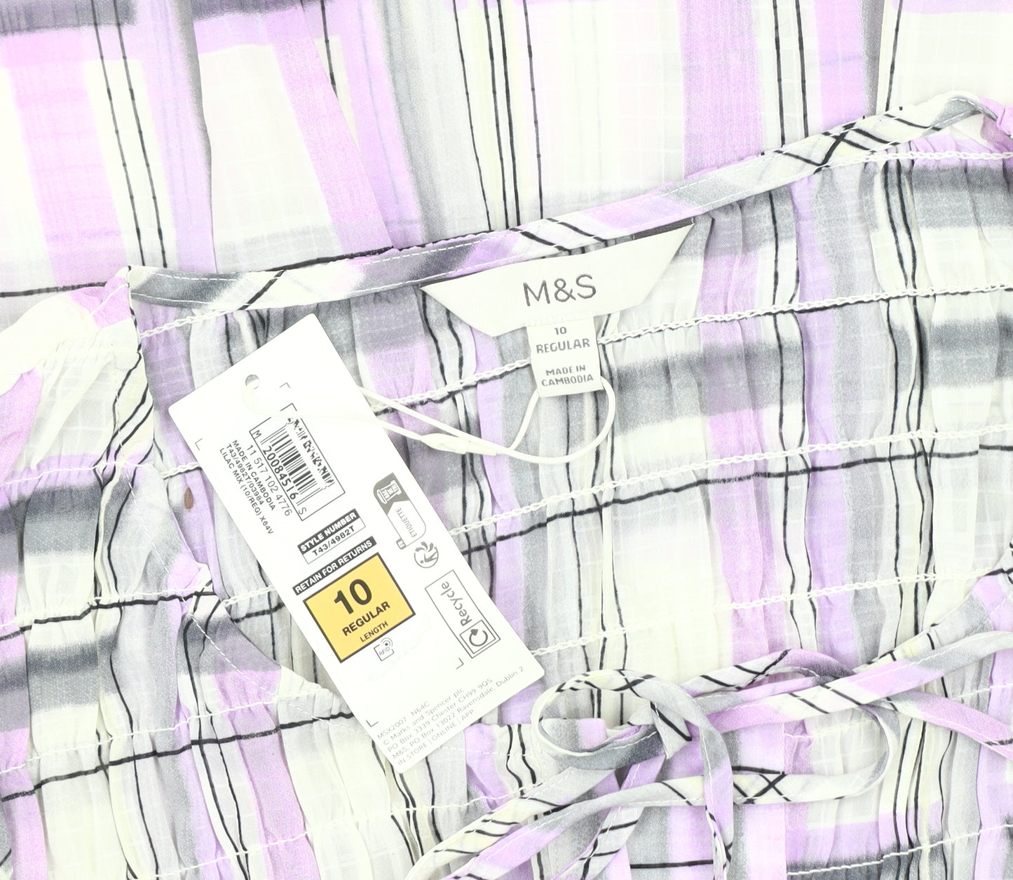 Marks and Spencer Women's Multicoloured Plaid Blouse - Size 10