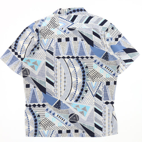Manchester Prestige Men's XL Blue Geometric Shirt