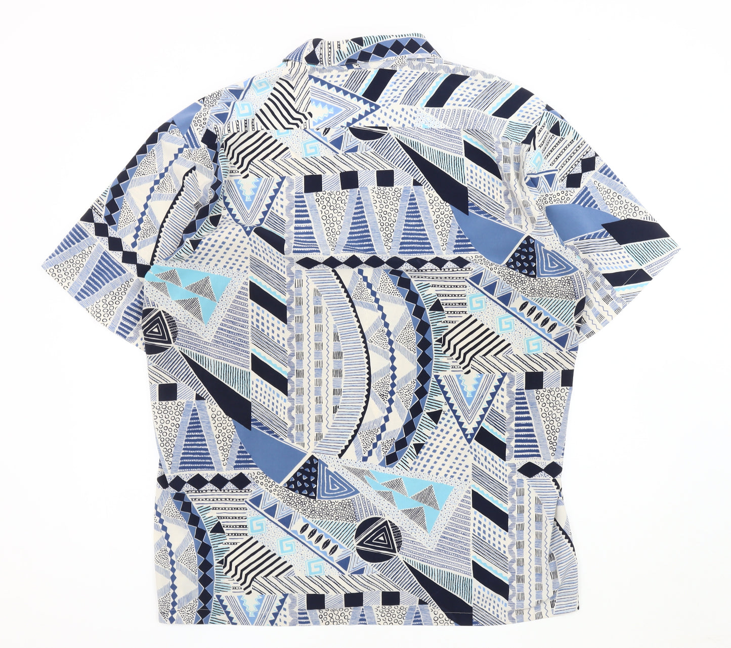 Manchester Prestige Men's XL Blue Geometric Shirt