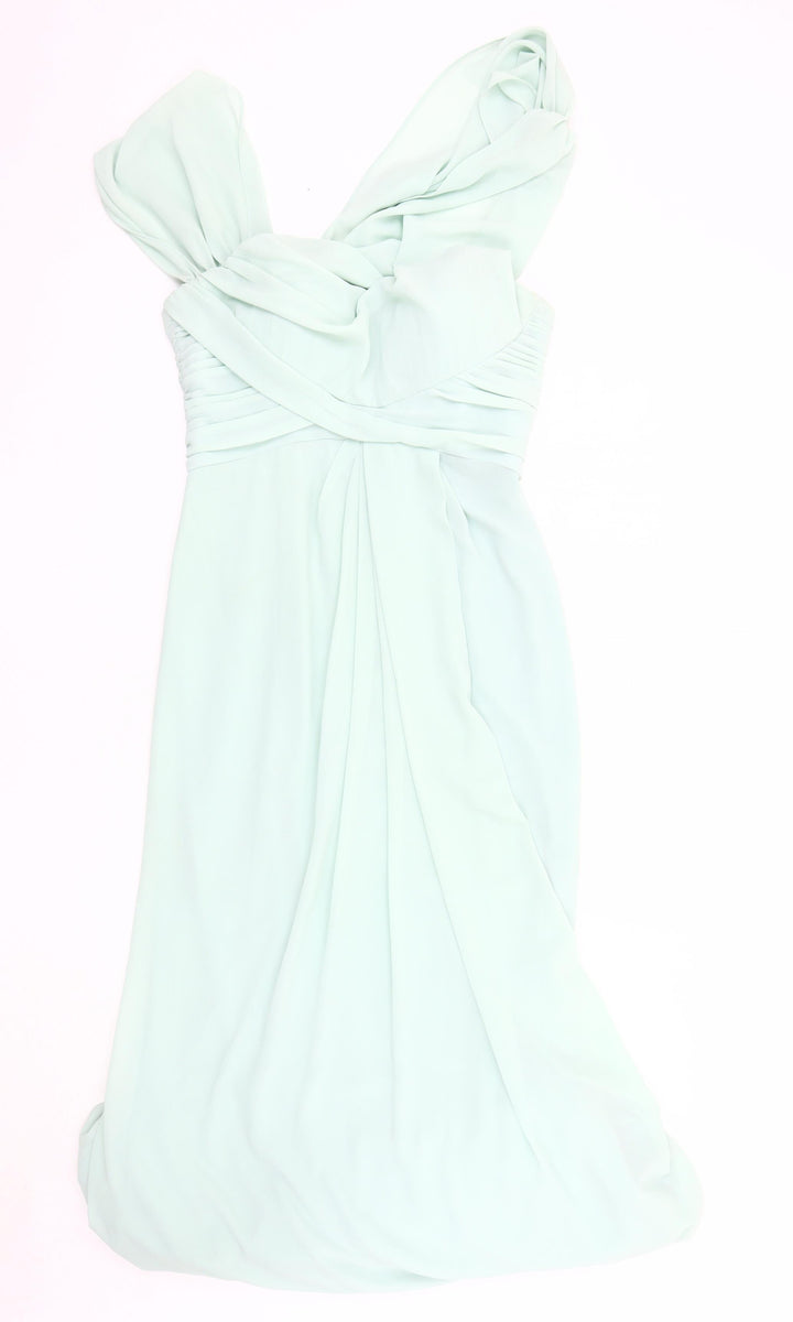 Jarlo Green Women's Long Dress, Ruffle Accents