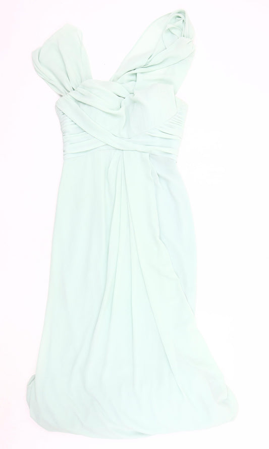 Jarlo Green Women's Long Dress, Ruffle Accents