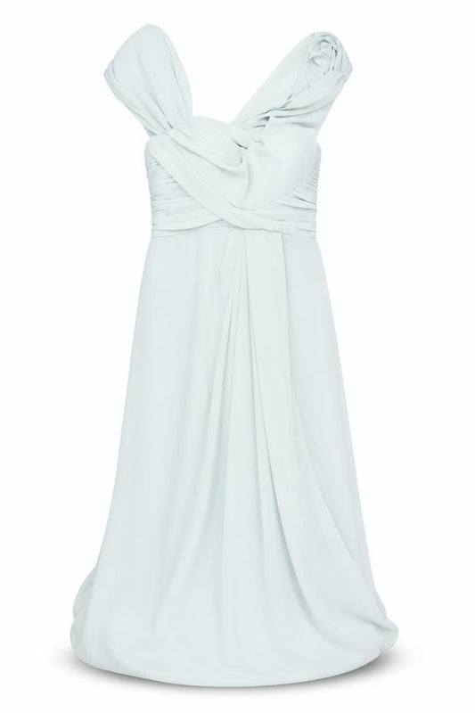 Jarlo Green Women's Long Dress, Ruffle Accents