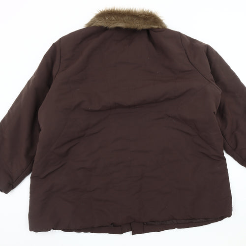 Newville Brown Women's Fur Trim Overcoat Size 12