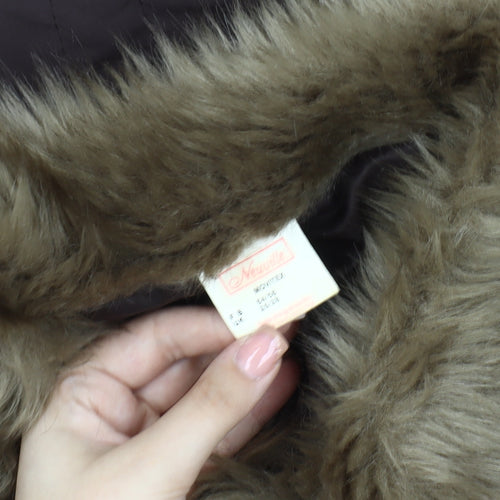 Newville Brown Women's Fur Trim Overcoat Size 12