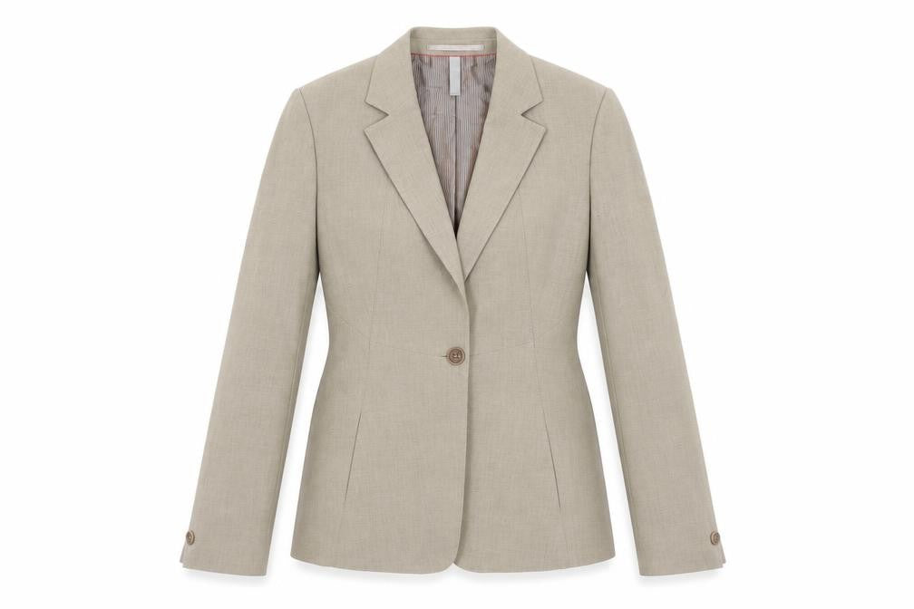 Front view of Per Una Women's Beige Blazer, size 10, Regular Fit