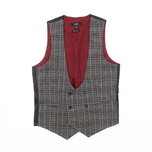 Feraud Men's Check Waistcoat - Black/Grey/Red 38