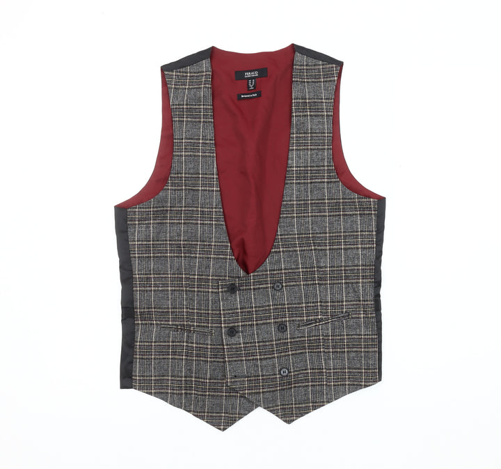 Feraud Men's Check Waistcoat - Black/Grey/Red 38
