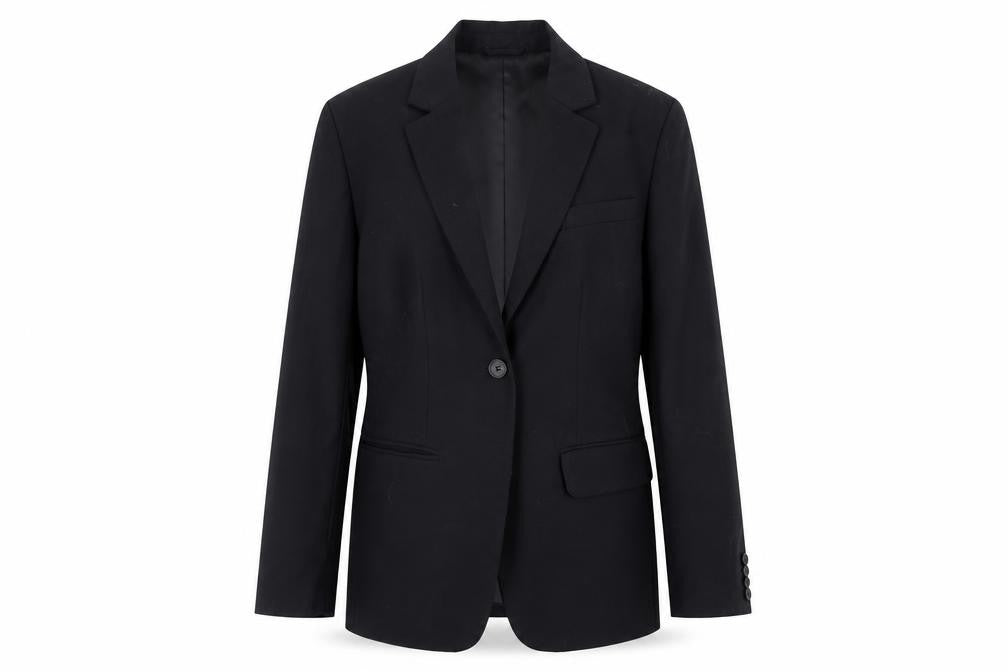 H&M Women's Black XS Wool Blend Blazer, Elegant Business Wear