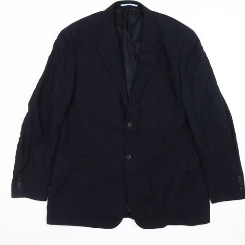 Next Men's Long Black Blazer 44L Regular Wool