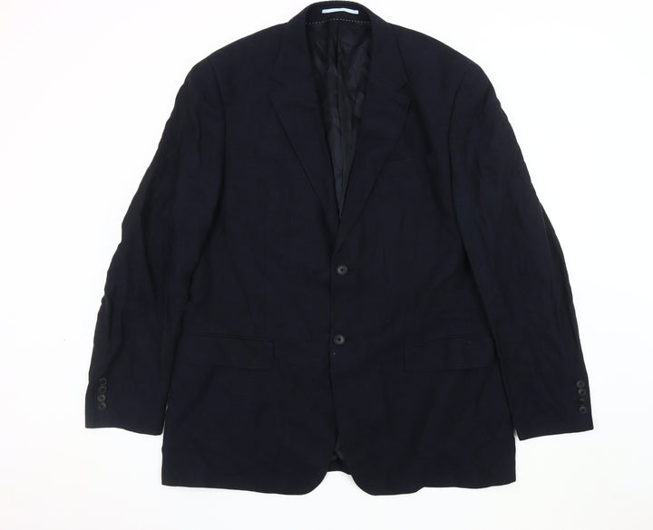 Next Men's Long Black Blazer 44L Regular Wool