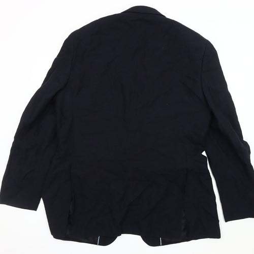Next Men's Long Black Blazer 44L Regular Wool