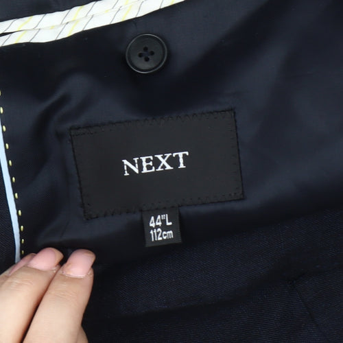 Next Men's Long Black Blazer 44L Regular Wool