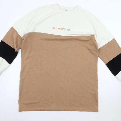 Missguided Women's M Beige Colourblock Pullover Sweatshirt