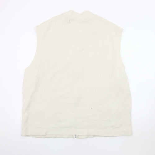 ASOS Design Men's Beige Waistcoat, 2XL, Full Zip Cotton