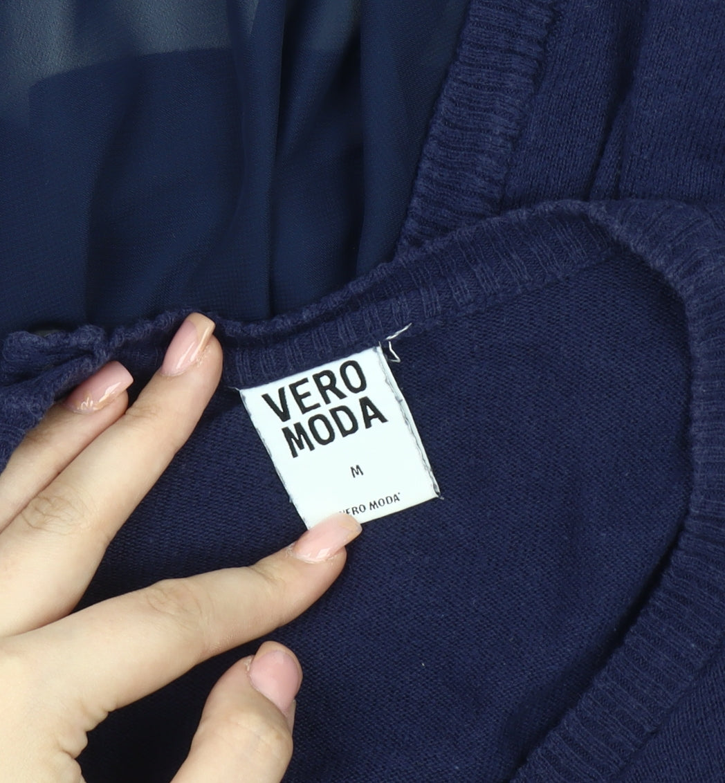 Vero Moda Women's Blue Cardigan, Size M, 3/4 Sleeve