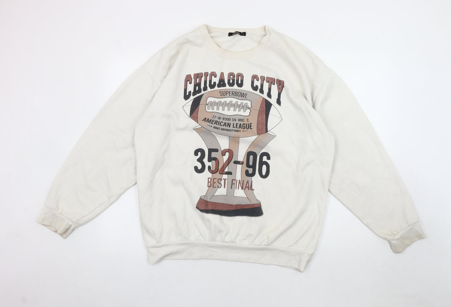 MISSPAP Women's White Pullover Sweatshirt, L, Graphic, Casual