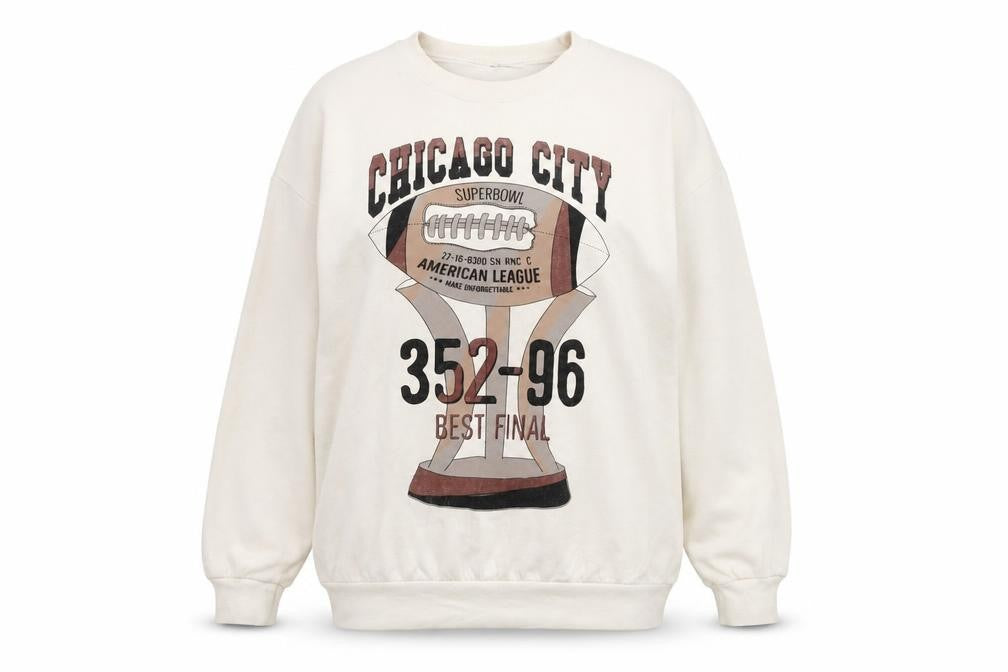 Front view of MISSPAP Women's White Pullover Sweatshirt, L, Graphic, Casual