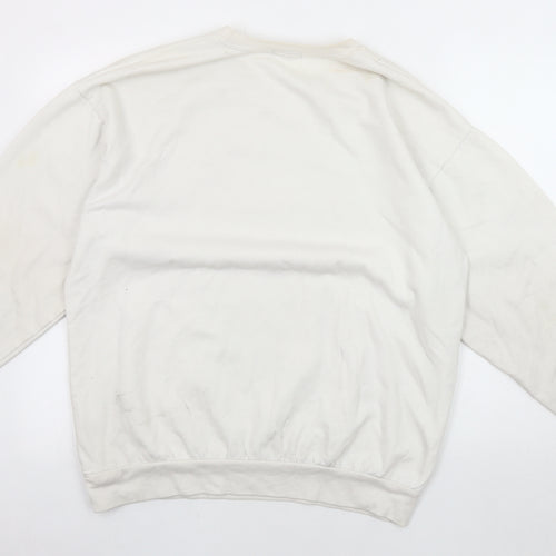 MISSPAP Women's White Pullover Sweatshirt, L, Graphic, Casual