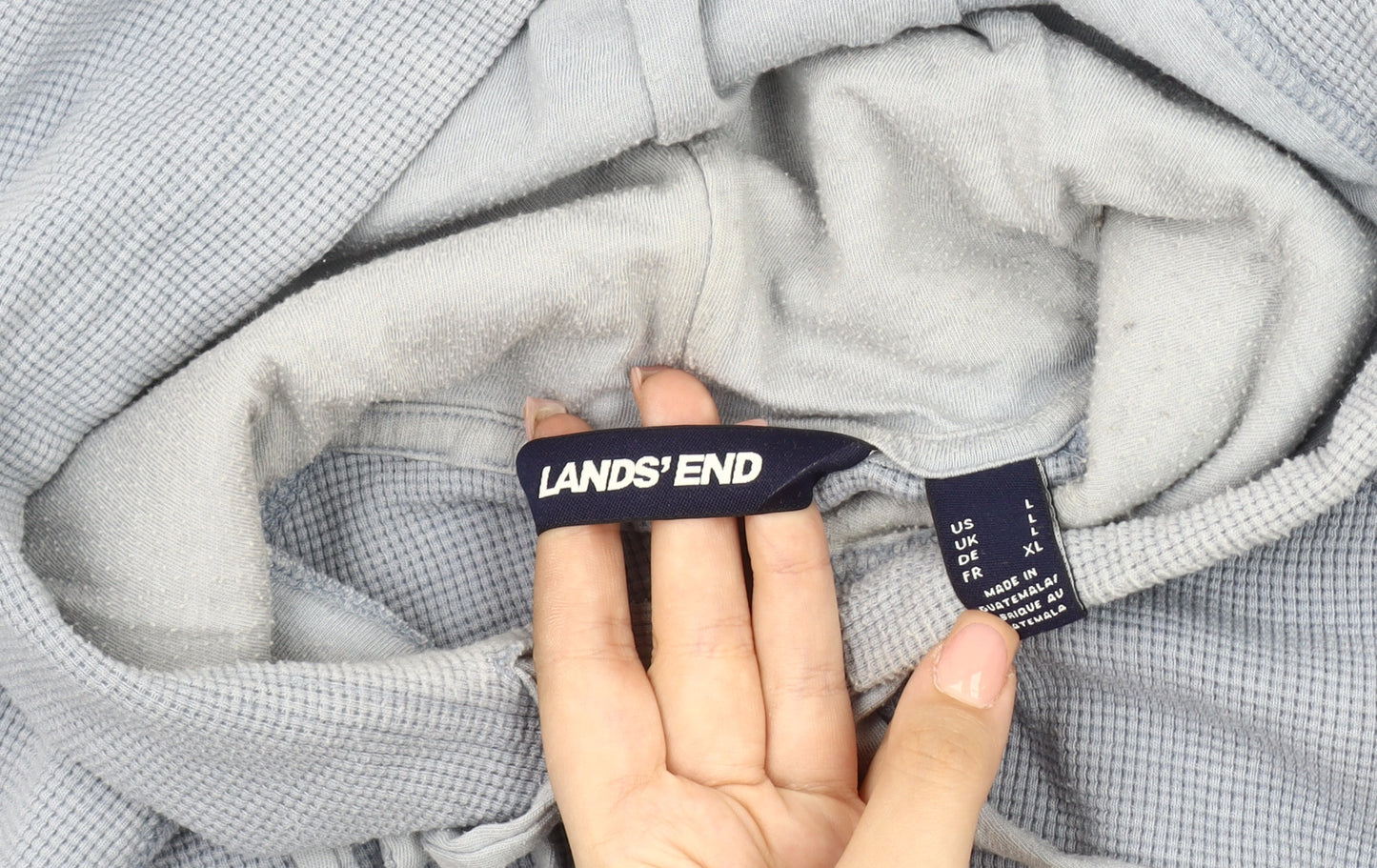 Lands' End Blue Men's Pullover Hoodie L