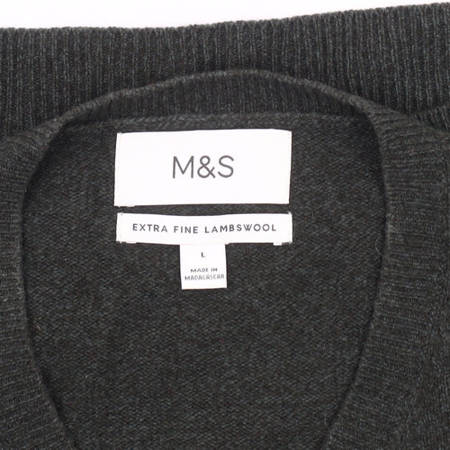 Marks and Spencer Men's Green Wool Pullover Jumper L