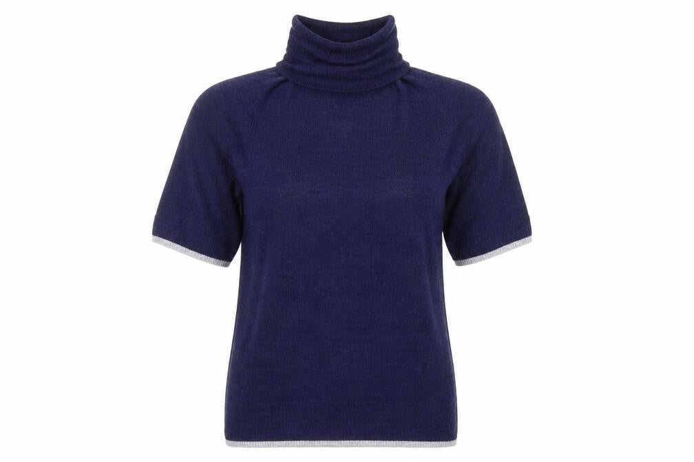 Front view of Ellen Tracy Women's Blue Roll Neck jumper -, size S