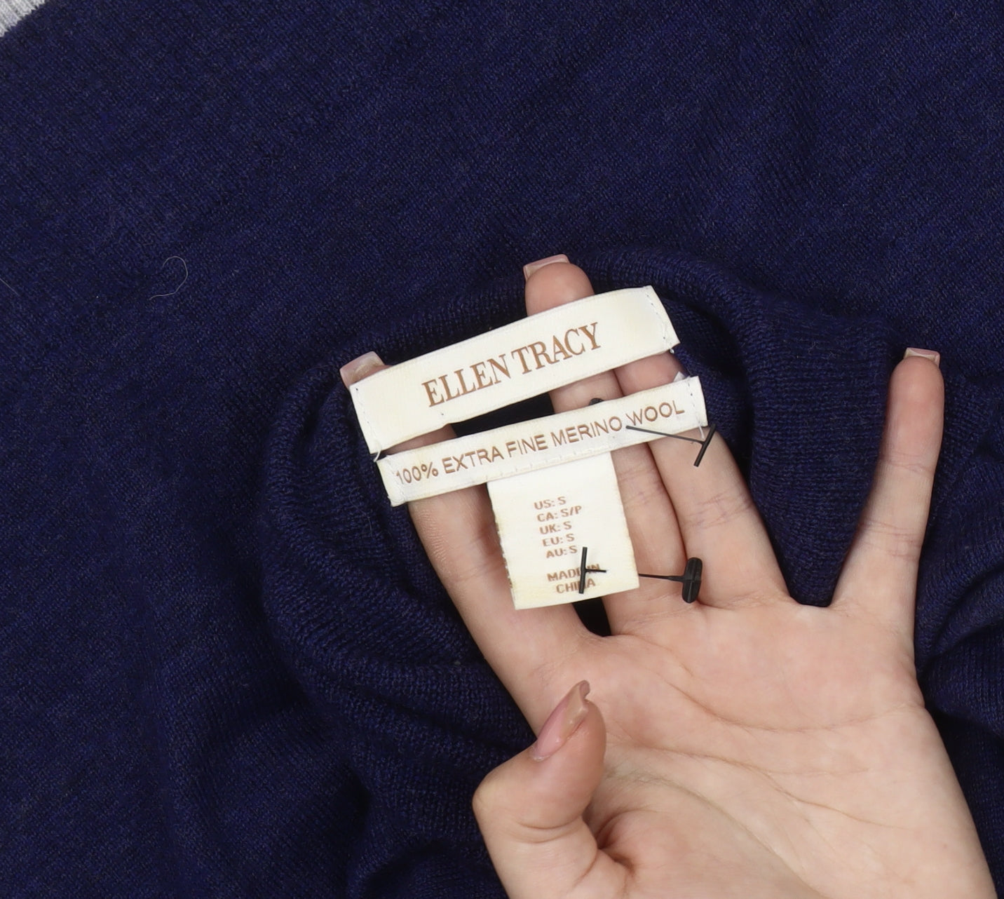 Ellen Tracy Women's Blue Roll Neck Pullover Jumper - Size S