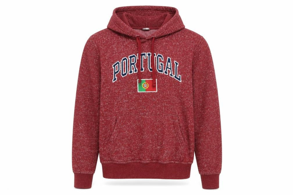 Front view of Força Portugal Men's Red Pullover Hoodie S